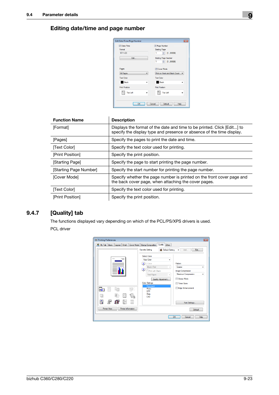7 [quality] tab, Quality] tab -23 | Konica Minolta BIZHUB C360 User Manual | Page 113 / 311