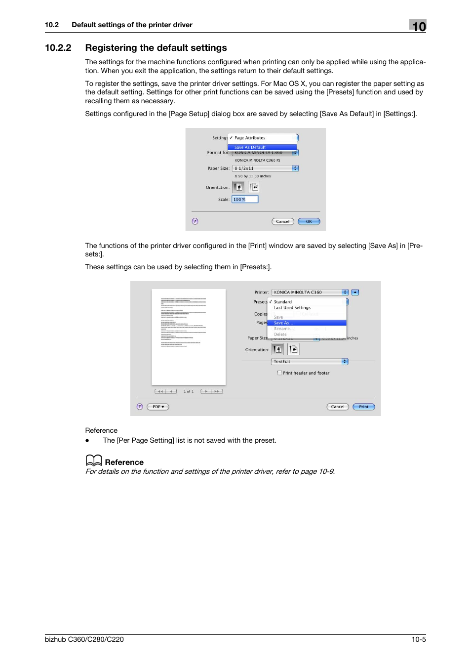 2 registering the default settings, Registering the default settings -5 | Konica Minolta BIZHUB C360 User Manual | Page 121 / 311