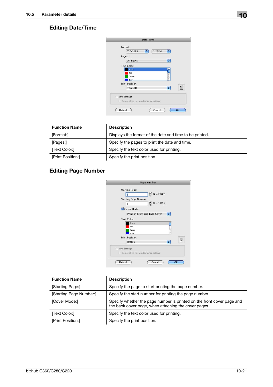 Editing date/time, Editing date/time editing page number | Konica Minolta BIZHUB C360 User Manual | Page 137 / 311