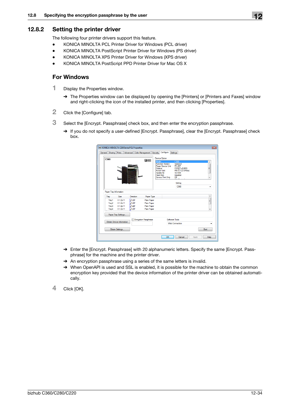 2 setting the printer driver, For windows, Setting the printer driver -34 for windows -34 | Konica Minolta BIZHUB C360 User Manual | Page 181 / 311