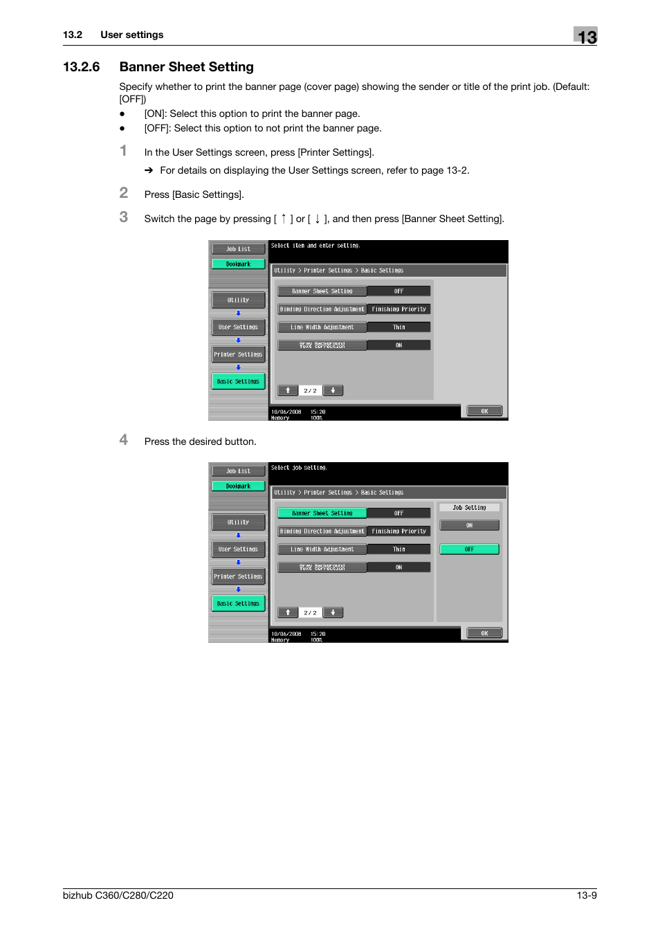 6 banner sheet setting, Banner sheet setting -9 | Konica Minolta BIZHUB C360 User Manual | Page 201 / 311