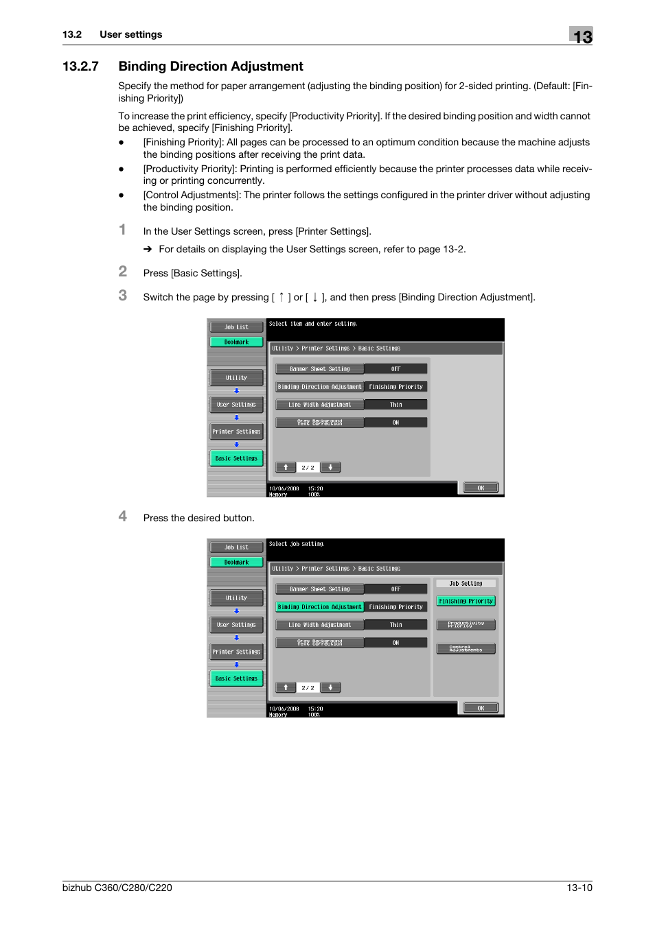 7 binding direction adjustment, Binding direction adjustment -10 | Konica Minolta BIZHUB C360 User Manual | Page 202 / 311