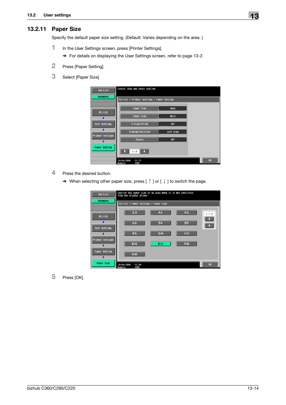 11 paper size, Paper size -14 | Konica Minolta BIZHUB C360 User Manual | Page 206 / 311
