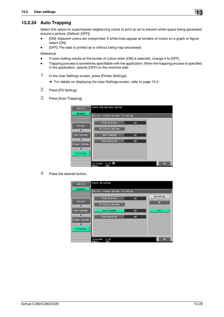 24 auto trapping, Auto trapping -28 | Konica Minolta BIZHUB C360 User Manual | Page 220 / 311