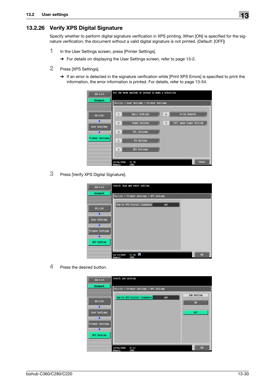 26 verify xps digital signature, Verify xps digital signature -30 | Konica Minolta BIZHUB C360 User Manual | Page 222 / 311