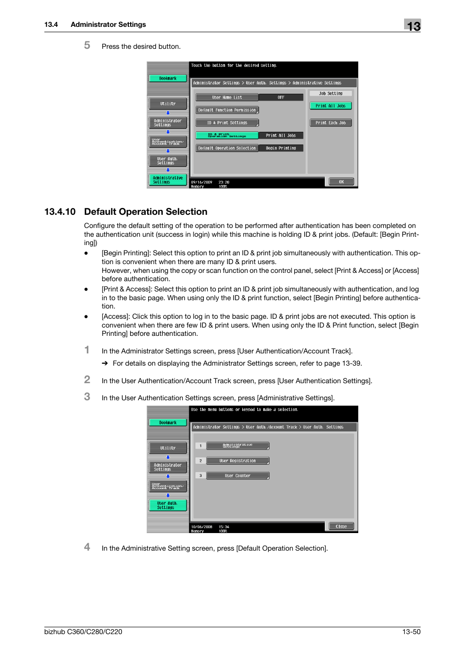 10 default operation selection, Default operation selection -50 | Konica Minolta BIZHUB C360 User Manual | Page 242 / 311