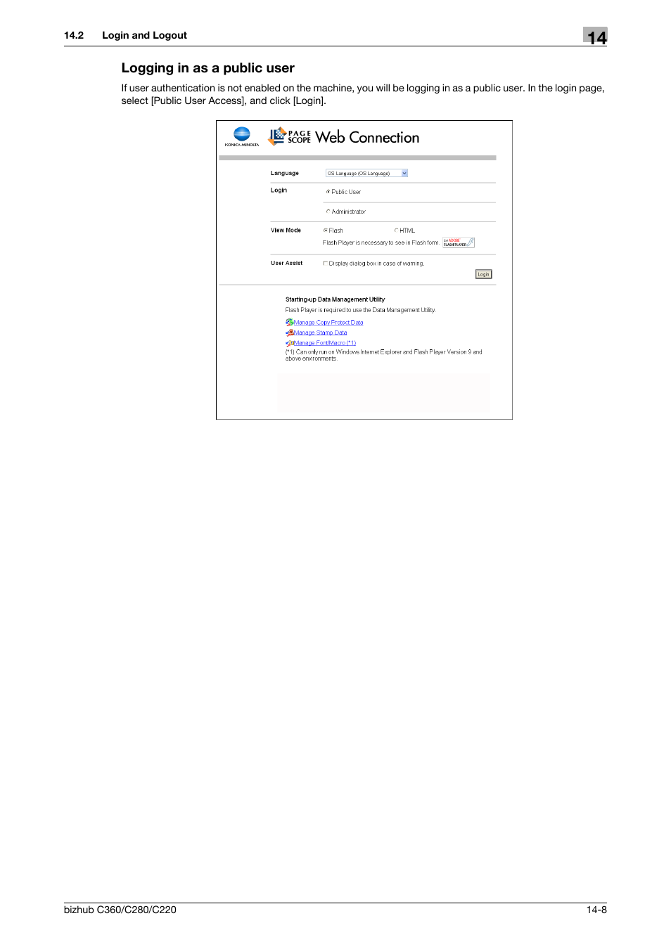Logging in as a public user, Logging in as a public user -8 | Konica Minolta BIZHUB C360 User Manual | Page 261 / 311