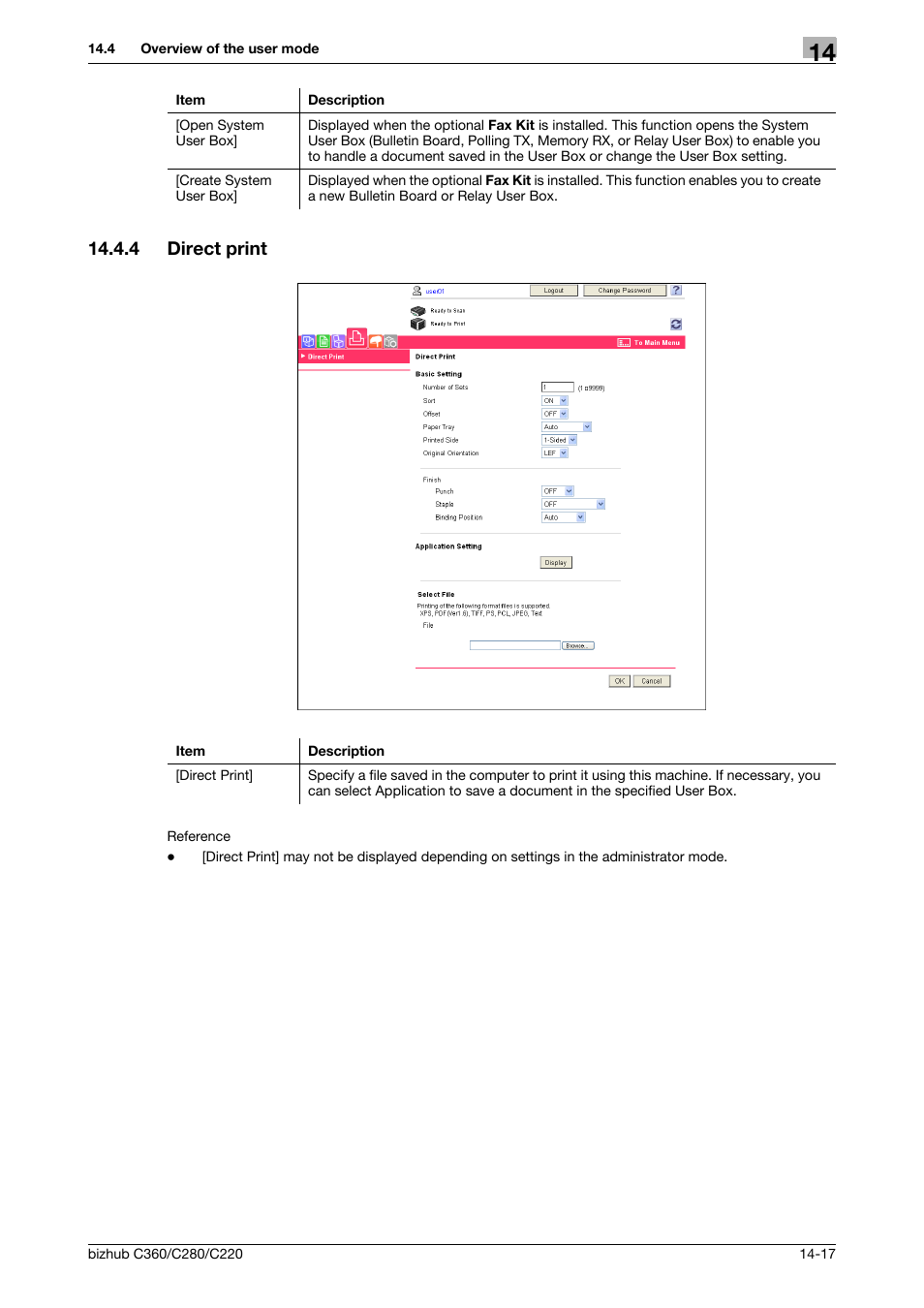 4 direct print, Direct print -17 | Konica Minolta BIZHUB C360 User Manual | Page 270 / 311