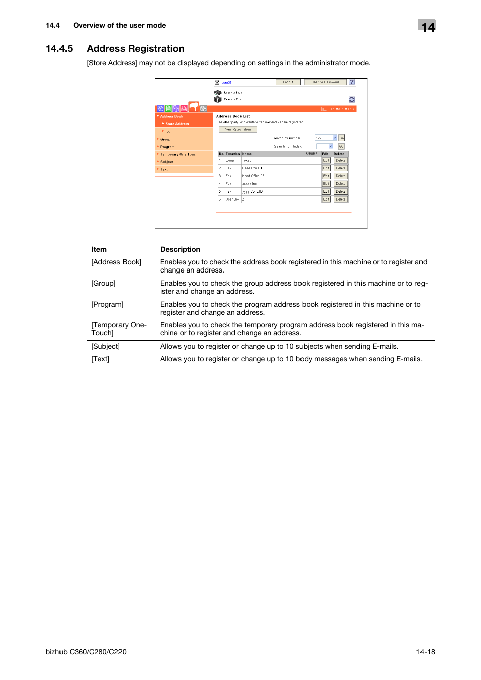5 address registration, Address registration -18 | Konica Minolta BIZHUB C360 User Manual | Page 271 / 311
