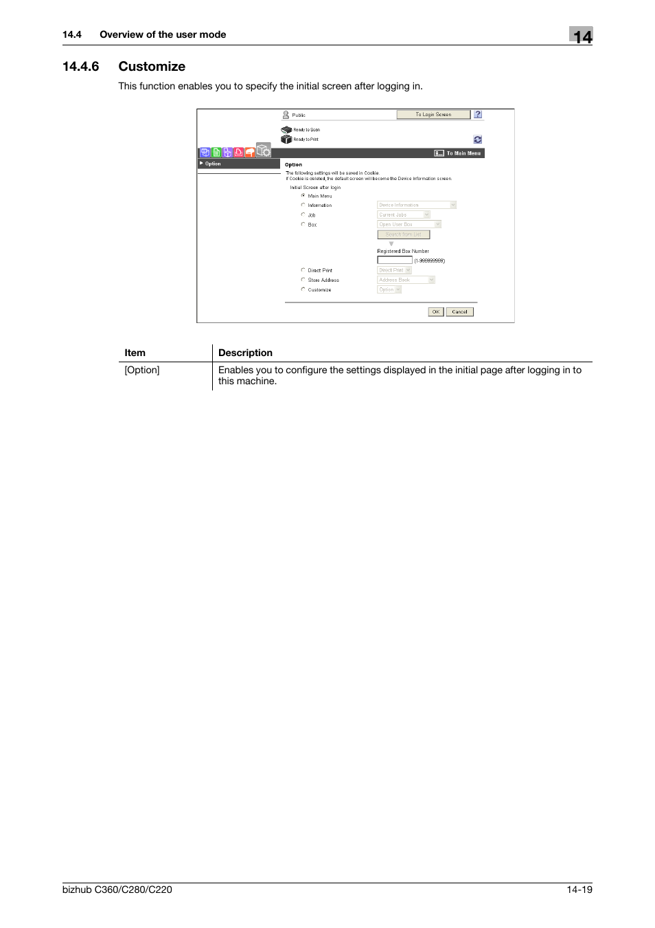6 customize, Customize -19 | Konica Minolta BIZHUB C360 User Manual | Page 272 / 311
