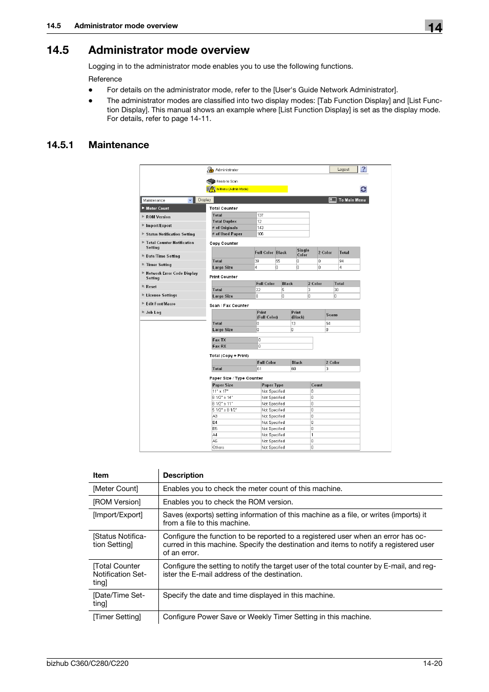 5 administrator mode overview, 1 maintenance, Administrator mode overview -20 | Maintenance -20 | Konica Minolta BIZHUB C360 User Manual | Page 273 / 311