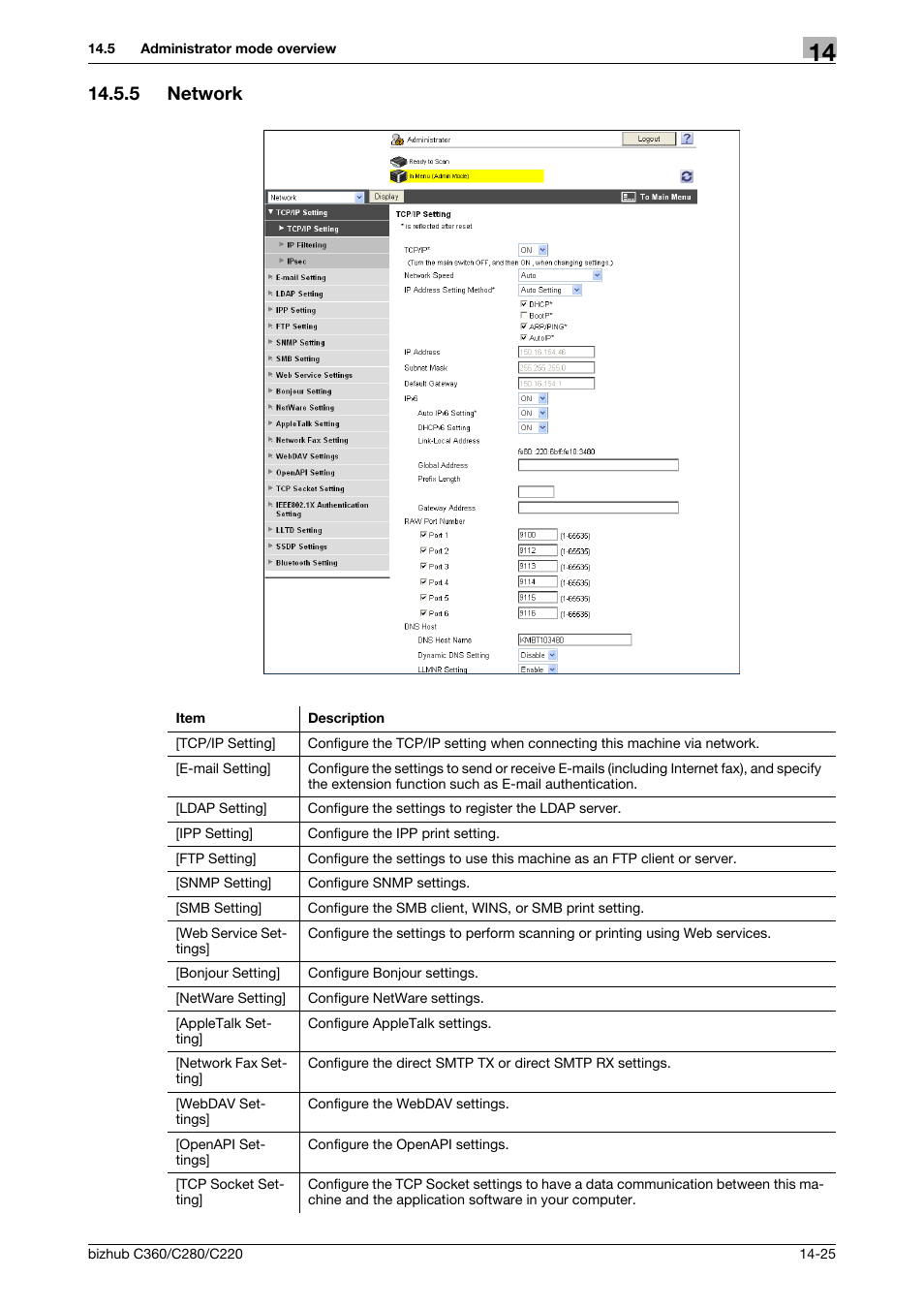 5 network, Network -25 | Konica Minolta BIZHUB C360 User Manual | Page 278 / 311