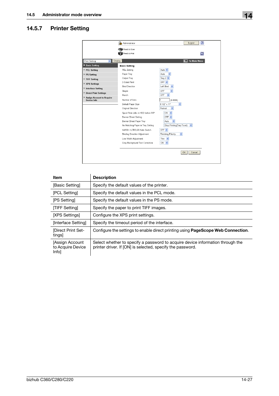 7 printer setting, Printer setting -27 | Konica Minolta BIZHUB C360 User Manual | Page 280 / 311