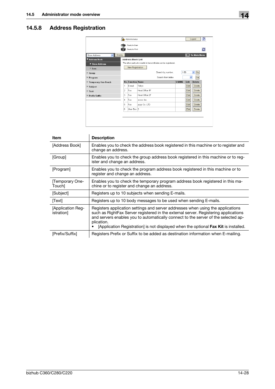 8 address registration, Address registration -28 | Konica Minolta BIZHUB C360 User Manual | Page 281 / 311