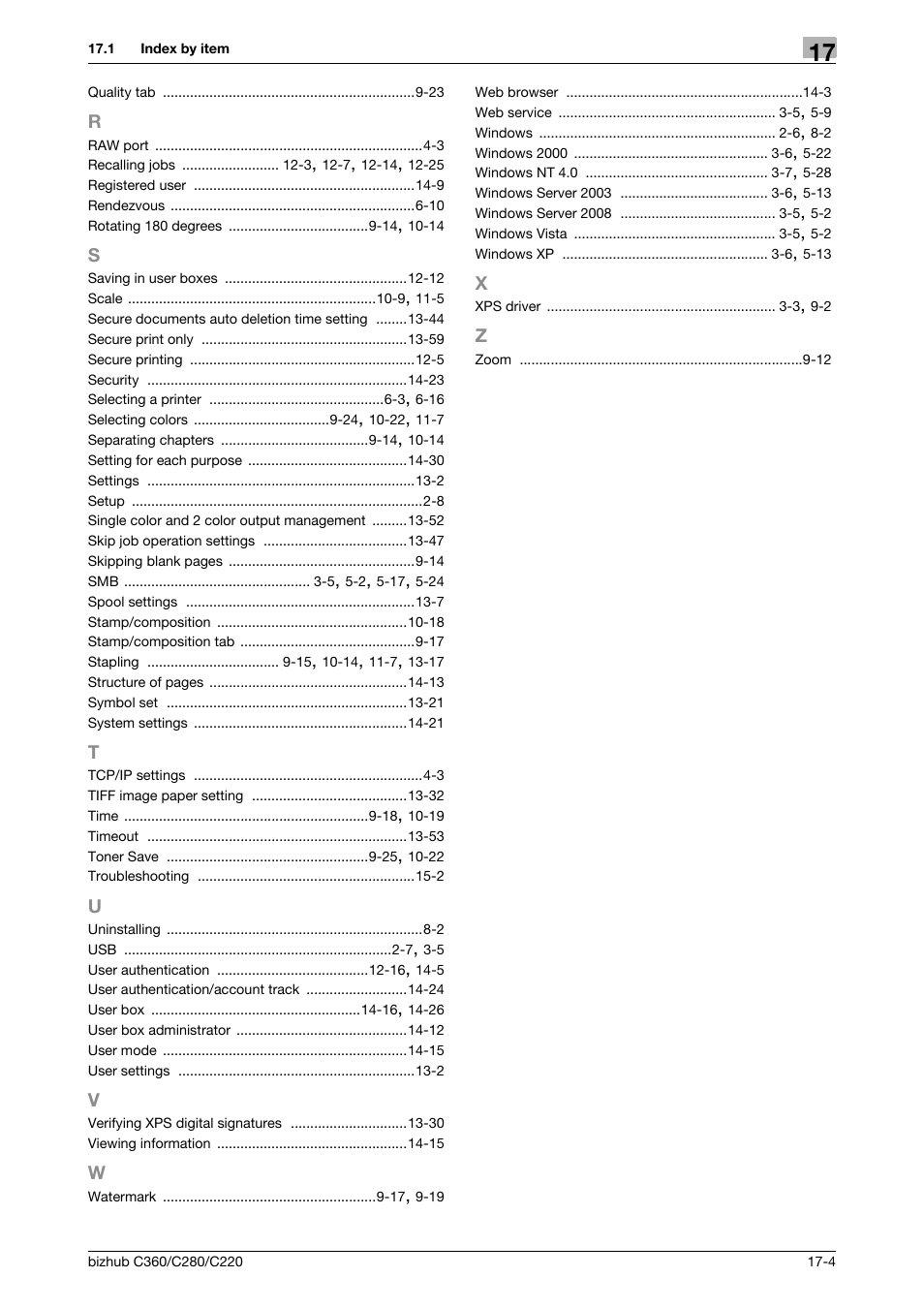 R to z | Konica Minolta BIZHUB C360 User Manual | Page 308 / 311