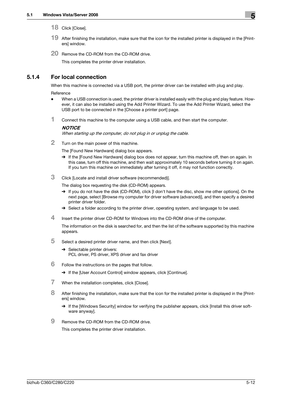 4 for local connection, For local connection -12 | Konica Minolta BIZHUB C360 User Manual | Page 49 / 311
