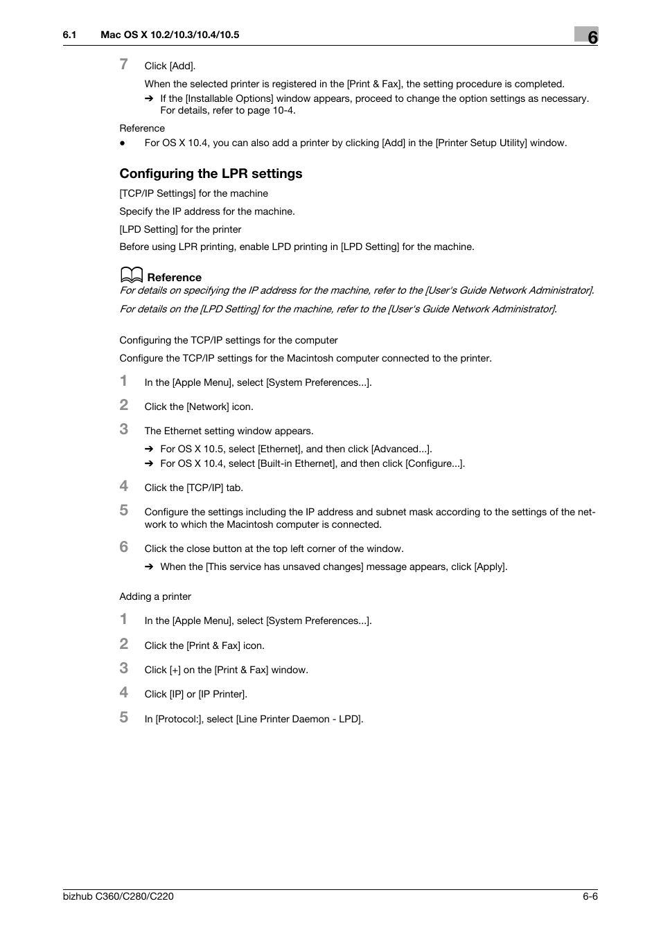 Configuring the lpr settings, Configuring the lpr settings -6 | Konica Minolta BIZHUB C360 User Manual | Page 72 / 311
