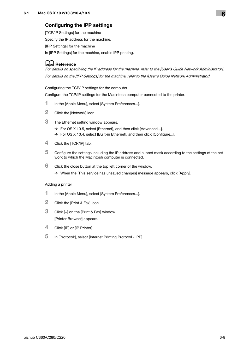Configuring the ipp settings, Configuring the ipp settings -8 | Konica Minolta BIZHUB C360 User Manual | Page 74 / 311