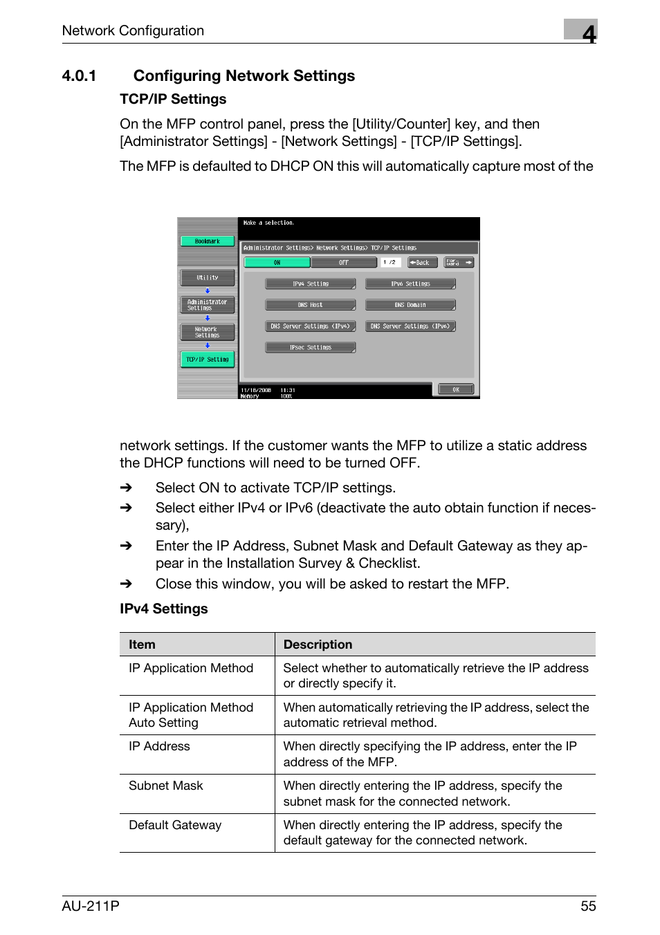 1 configuring network settings | Konica Minolta bizhub 421 User Manual | Page 10 / 25
