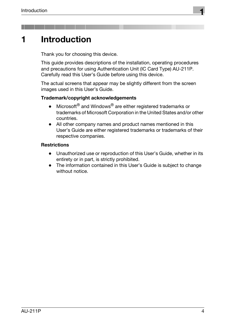 1 introduction, 1introduction | Konica Minolta bizhub 421 User Manual | Page 2 / 25