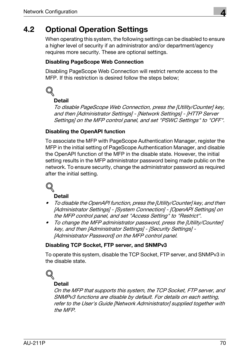 2 optional operation settings | Konica Minolta bizhub 421 User Manual | Page 25 / 25