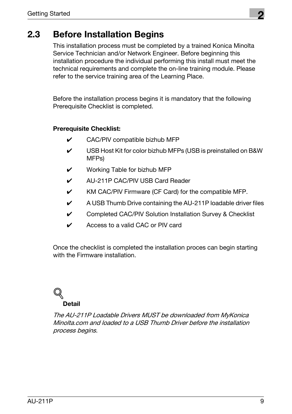 3 before installation begins | Konica Minolta bizhub 421 User Manual | Page 7 / 25