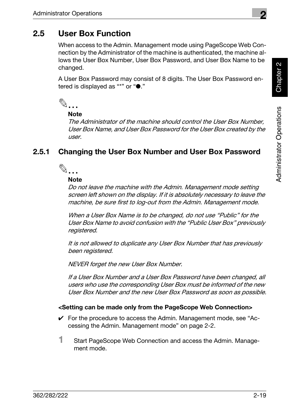 5 user box function, User box function -19 | Konica Minolta bizhub 282 User Manual | Page 36 / 90
