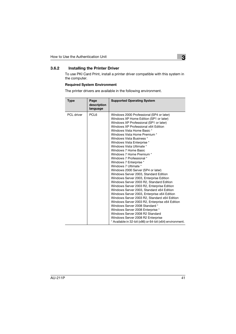 2 installing the printer driver, Installing the printer driver | Konica Minolta AU-211P User Manual | Page 42 / 65