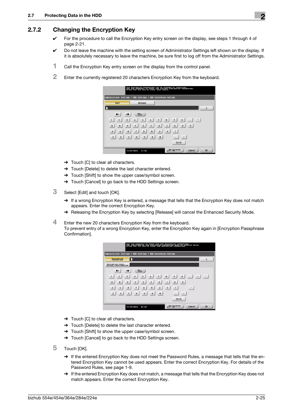 2 changing the encryption key, Changing the encryption key -25 | Konica Minolta bizhub 364e User Manual | Page 38 / 58
