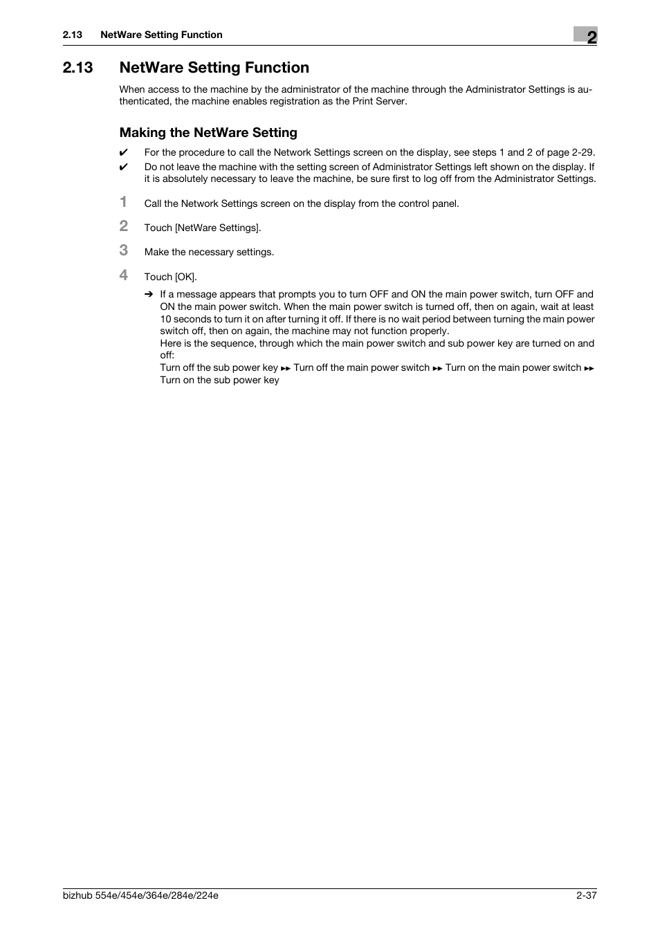 13 netware setting function, Making the netware setting | Konica Minolta bizhub 364e User Manual | Page 50 / 58
