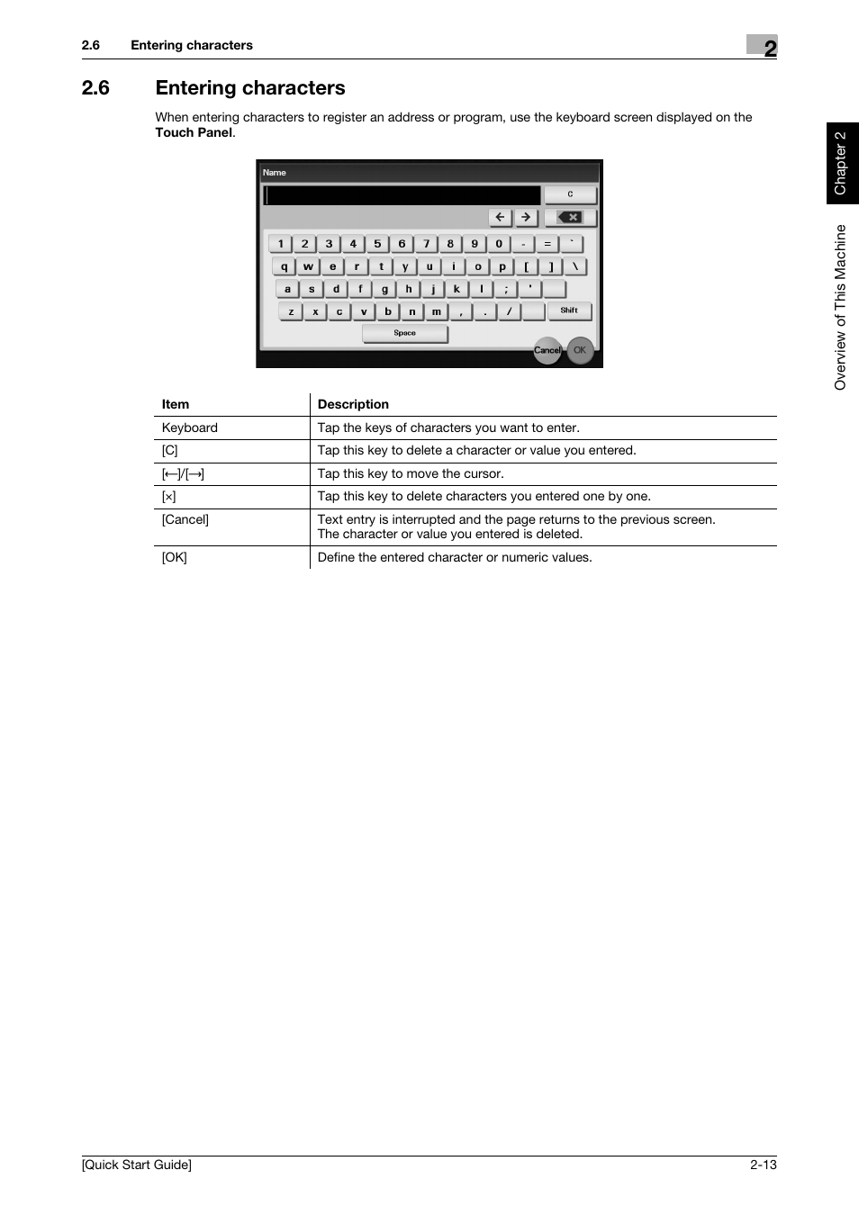 6 entering characters, Entering characters -13 | Konica Minolta bizhub 4750 User Manual | Page 22 / 62