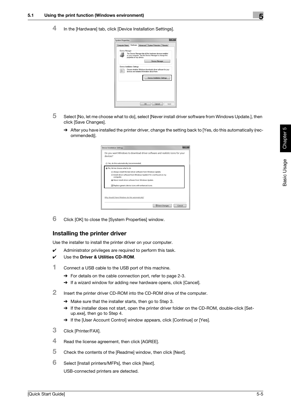 Installing the printer driver, Installing the printer driver -5 | Konica Minolta bizhub 4750 User Manual | Page 40 / 62