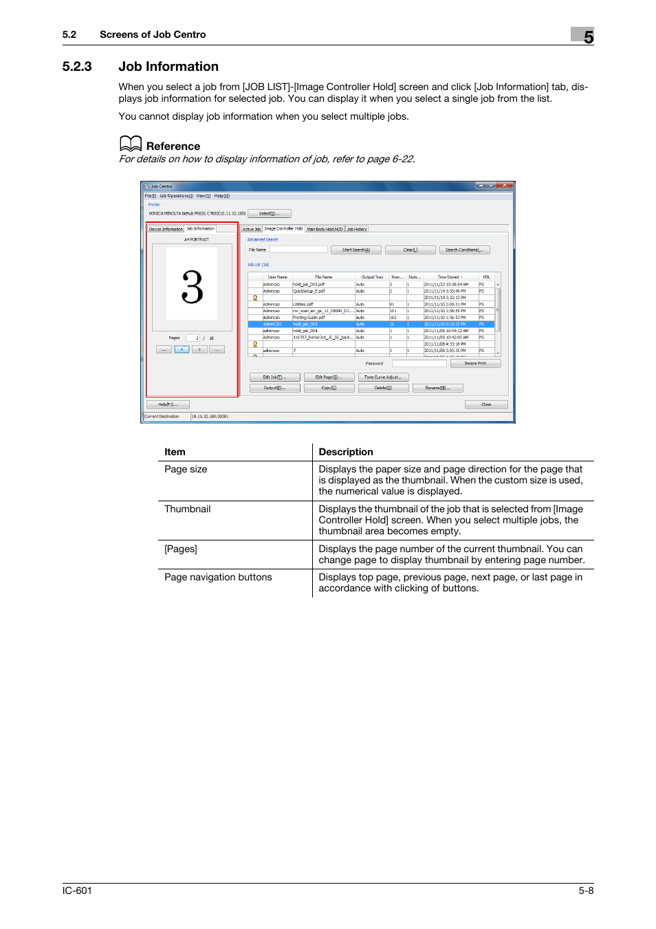 3 job information, Job information -8 | Konica Minolta bizhub PRESS C7000P User Manual | Page 31 / 105