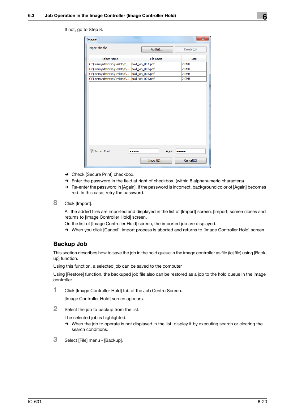 Backup job, Backup job -20 | Konica Minolta bizhub PRESS C7000P User Manual | Page 58 / 105