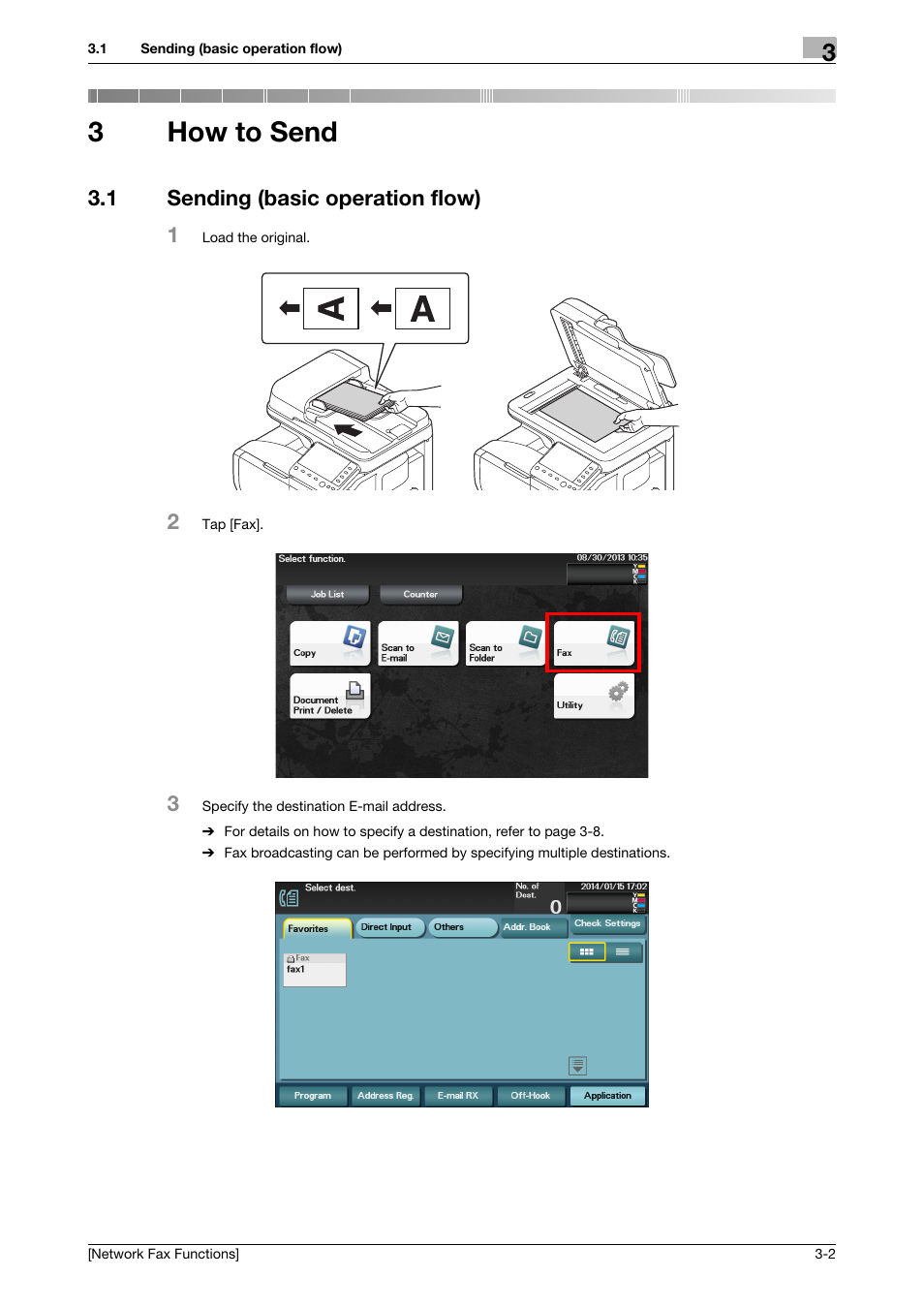 3 how to send, 1 sending (basic operation flow), How to send | Sending (basic operation flow) -2, 3how to send | Konica Minolta bizhub C3350 User Manual | Page 11 / 42