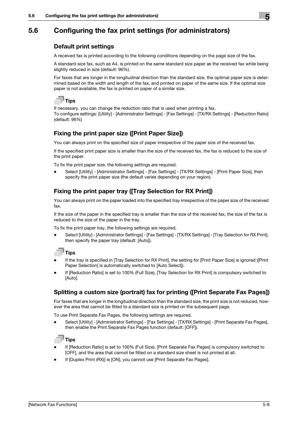 Default print settings, Fixing the print paper size ([print paper size]) | Konica Minolta bizhub C3350 User Manual | Page 33 / 42