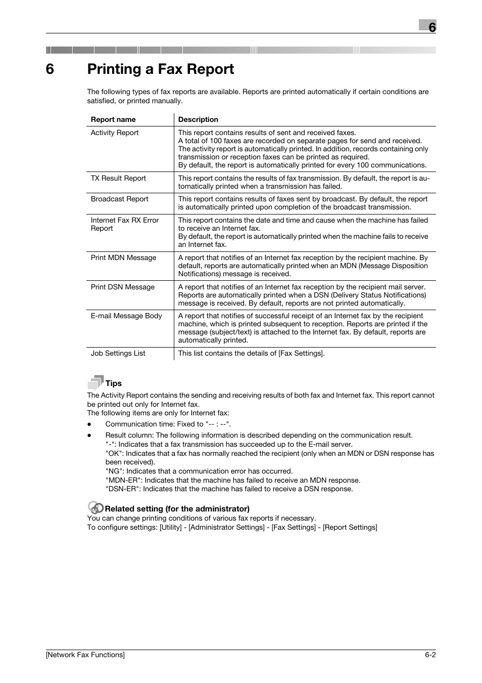 6 printing a fax report, Printing a fax report, 6printing a fax report | Konica Minolta bizhub C3350 User Manual | Page 35 / 42