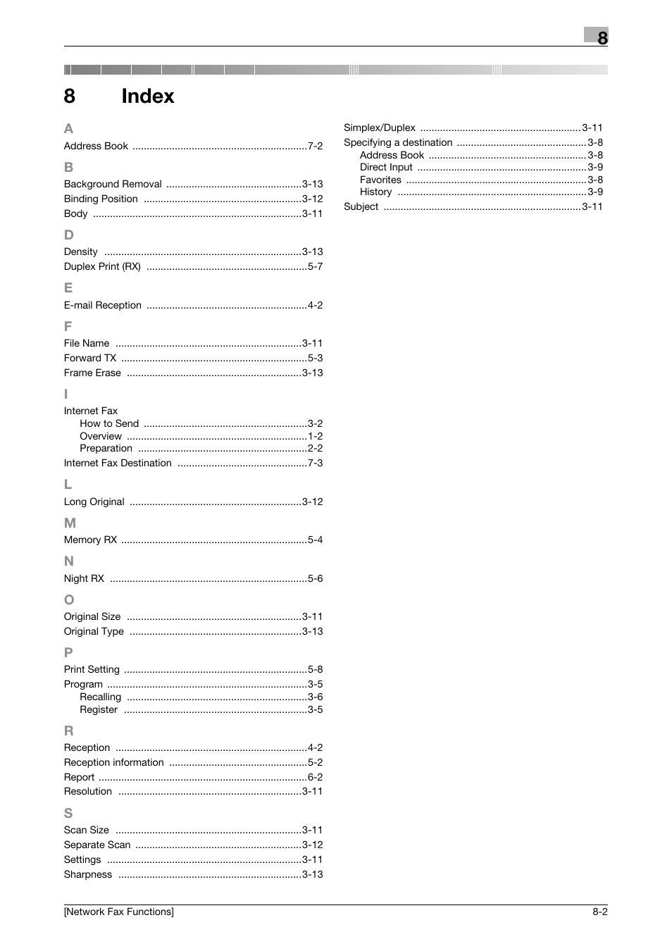 8 index, Index, 8index | Konica Minolta bizhub C3350 User Manual | Page 41 / 42