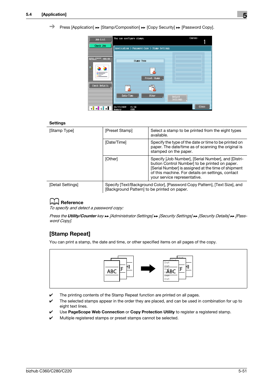 Stamp repeat, Stamp repeat] -51 | Konica Minolta BIZHUB C360 User Manual | Page 108 / 285