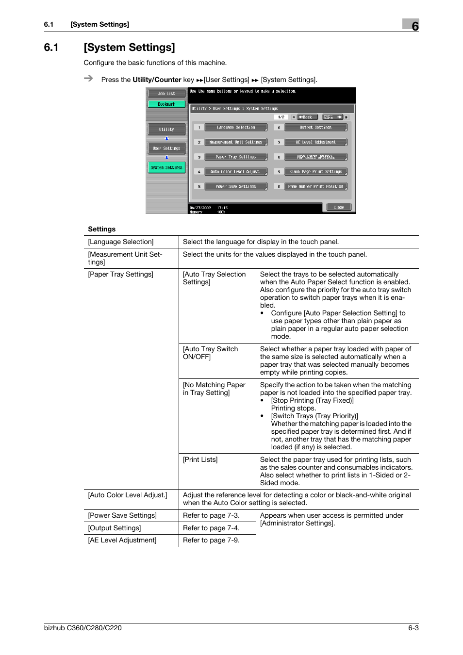 1 [system settings, System settings] -3 | Konica Minolta BIZHUB C360 User Manual | Page 123 / 285
