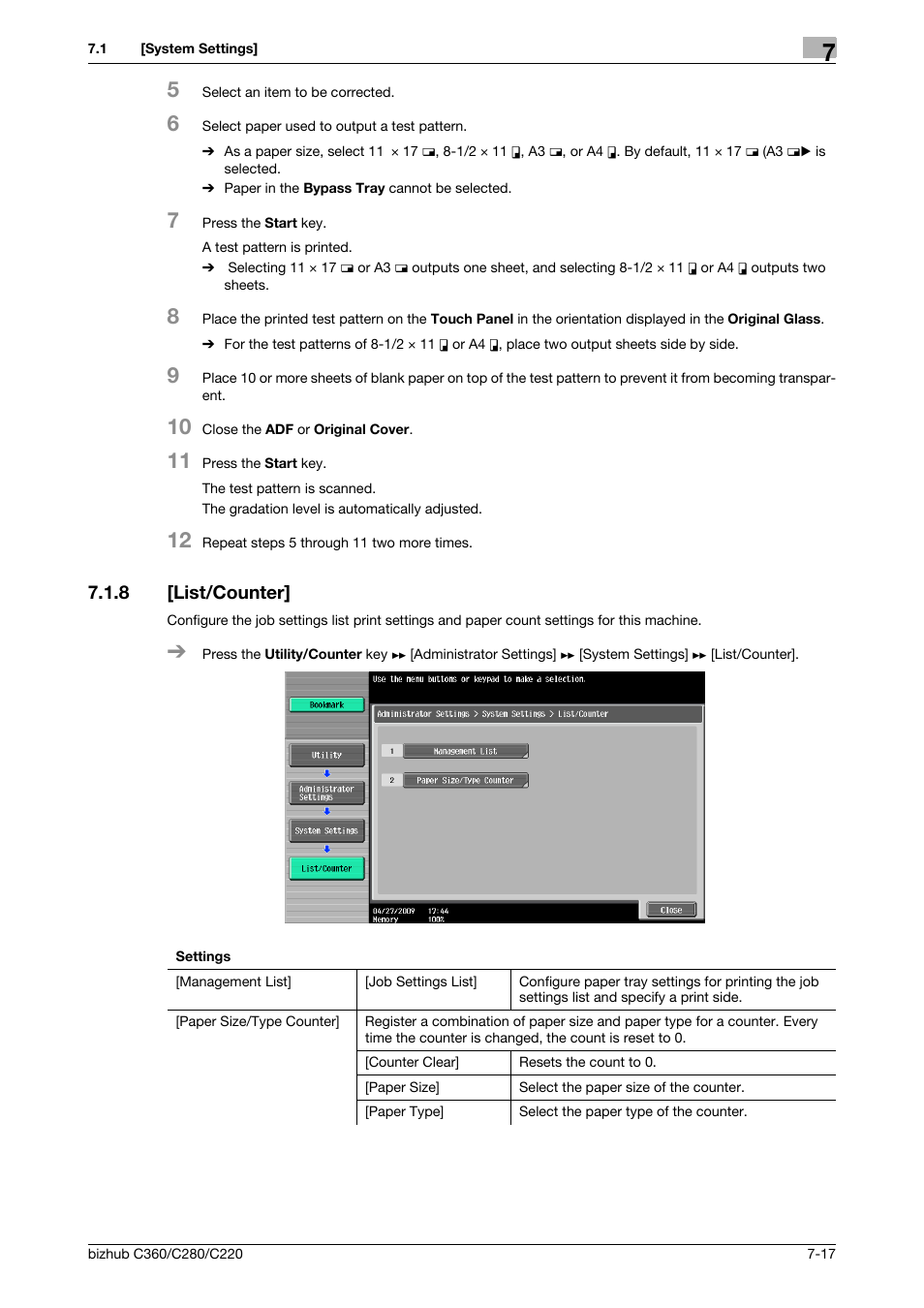 8 [list/counter, List/counter] -17 | Konica Minolta BIZHUB C360 User Manual | Page 154 / 285