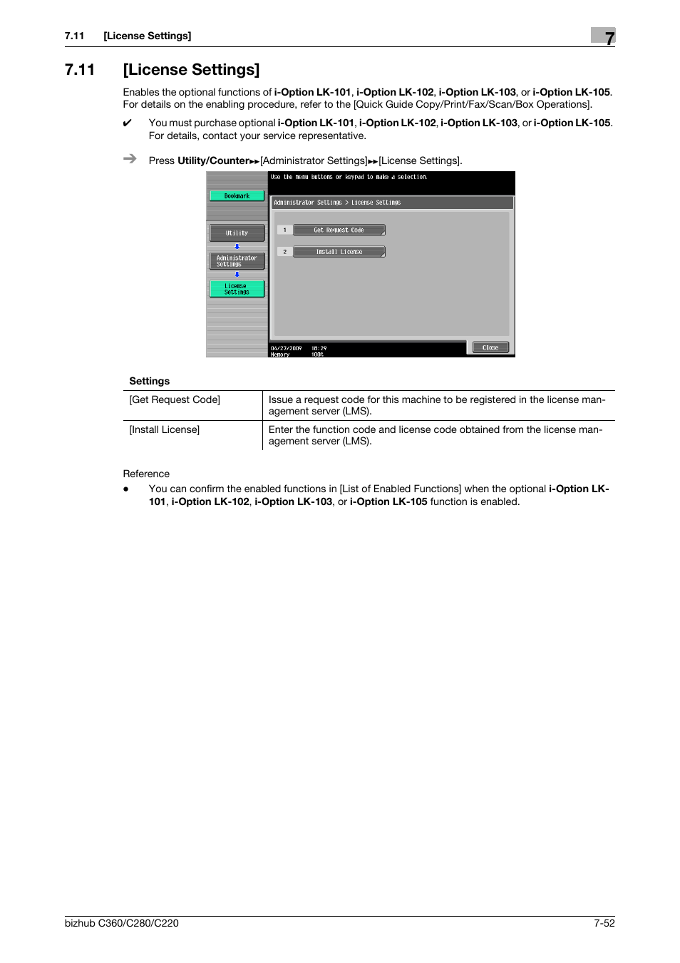 11 [license settings, License settings] -52 | Konica Minolta BIZHUB C360 User Manual | Page 189 / 285