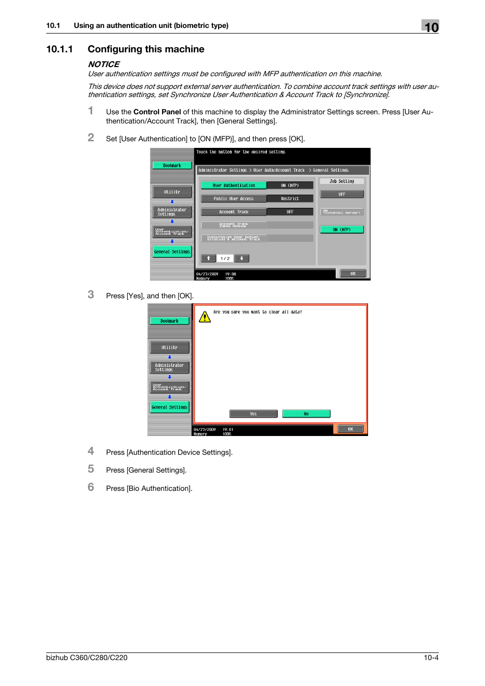 1 configuring this machine, Configuring this machine -4 | Konica Minolta BIZHUB C360 User Manual | Page 218 / 285