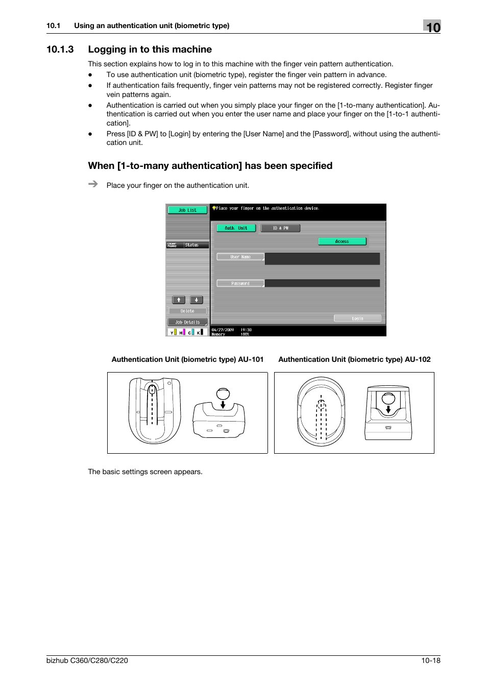 3 logging in to this machine, When [1-to-many authentication] has been specified | Konica Minolta BIZHUB C360 User Manual | Page 232 / 285