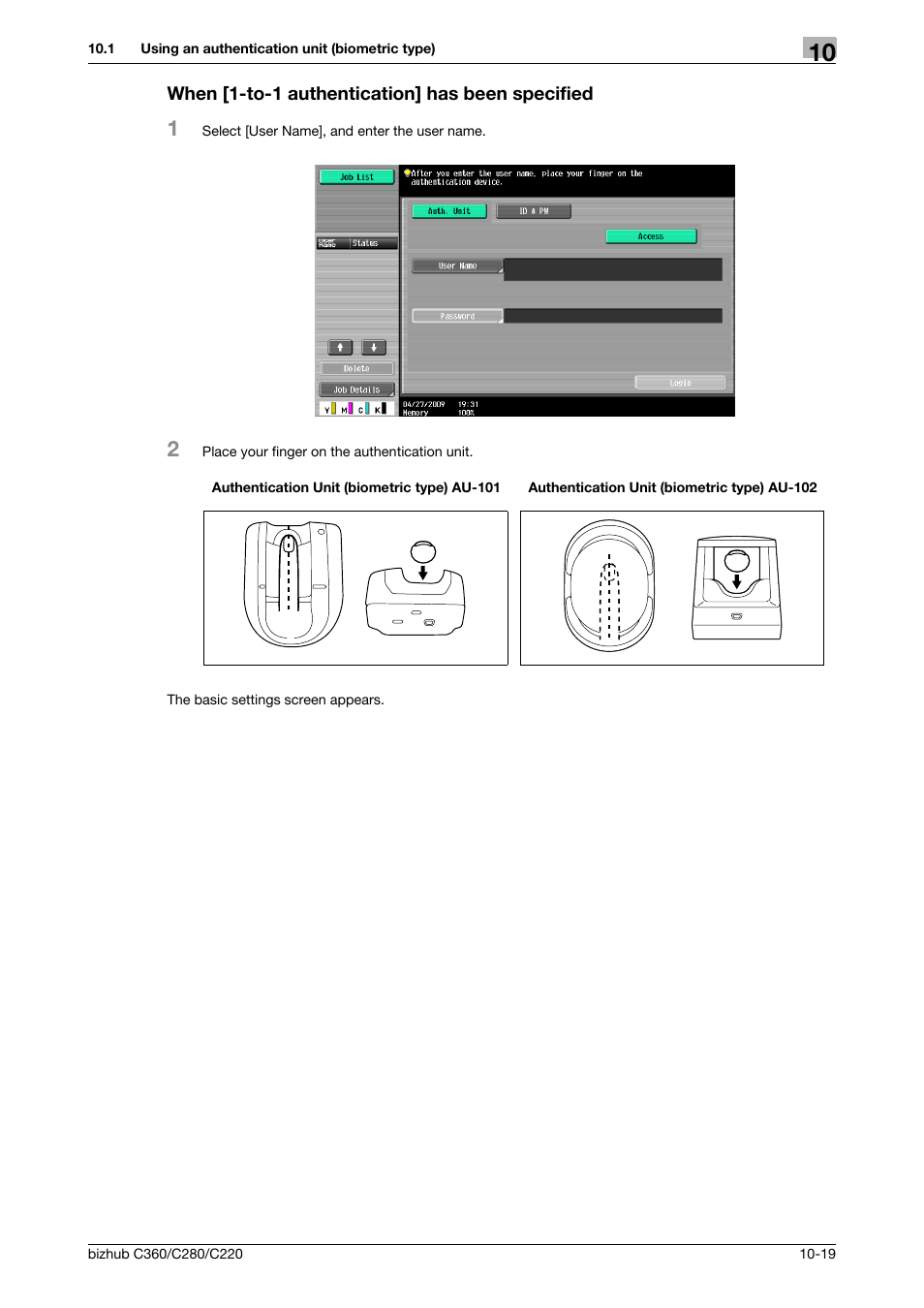 When [1-to-1 authentication] has been specified | Konica Minolta BIZHUB C360 User Manual | Page 233 / 285