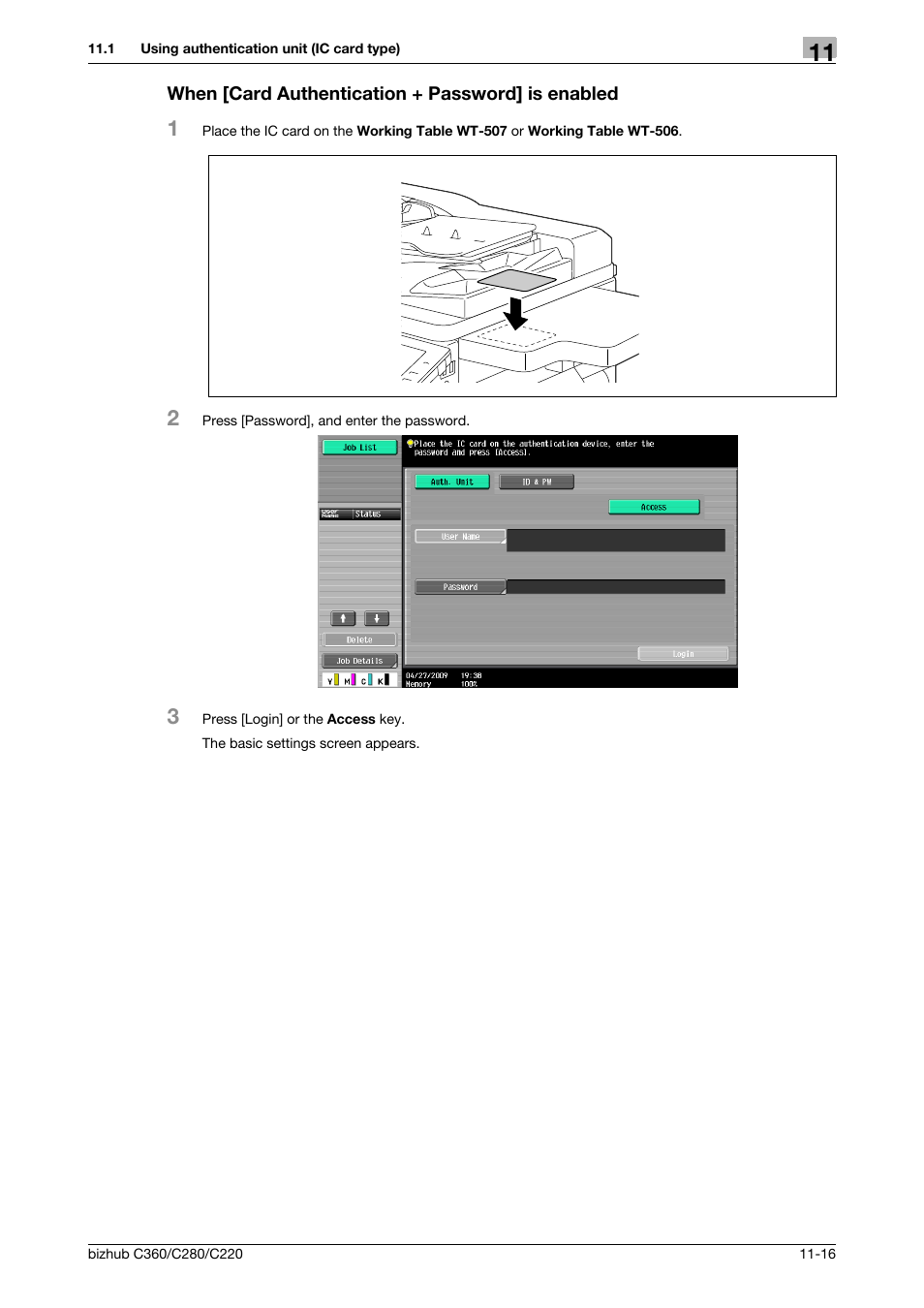 When [card authentication + password] is enabled | Konica Minolta BIZHUB C360 User Manual | Page 249 / 285