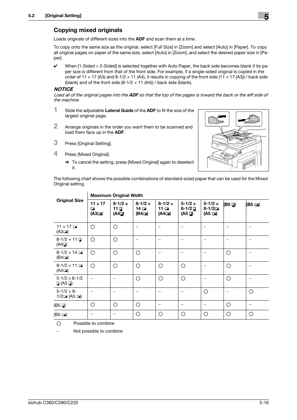Copying mixed originals, Copying mixed originals -16 | Konica Minolta BIZHUB C360 User Manual | Page 73 / 285