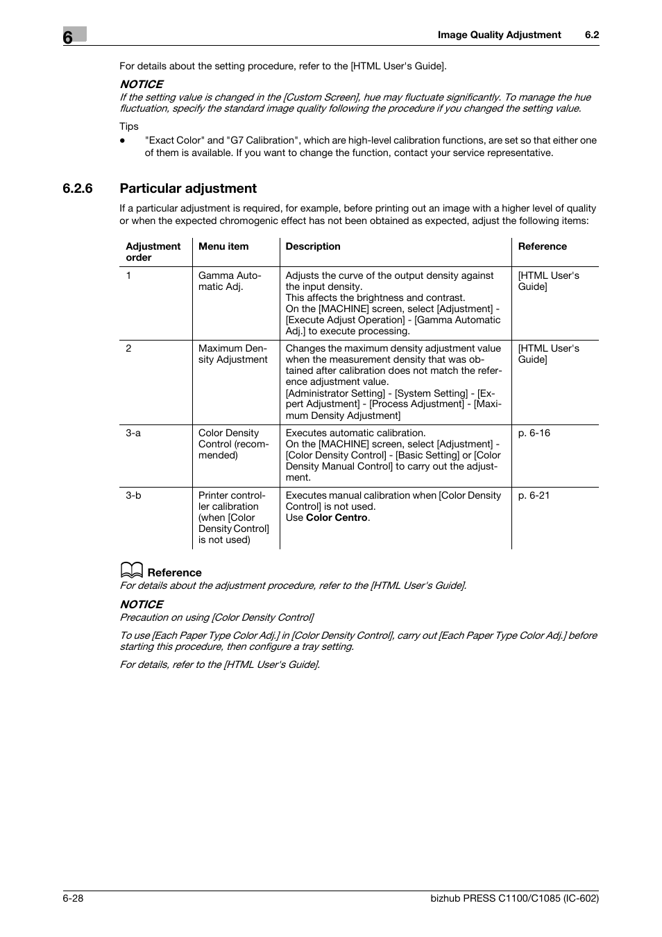 6 particular adjustment, Particular adjustment -28 | Konica Minolta bizhub PRESS C1085 User Manual | Page 76 / 130