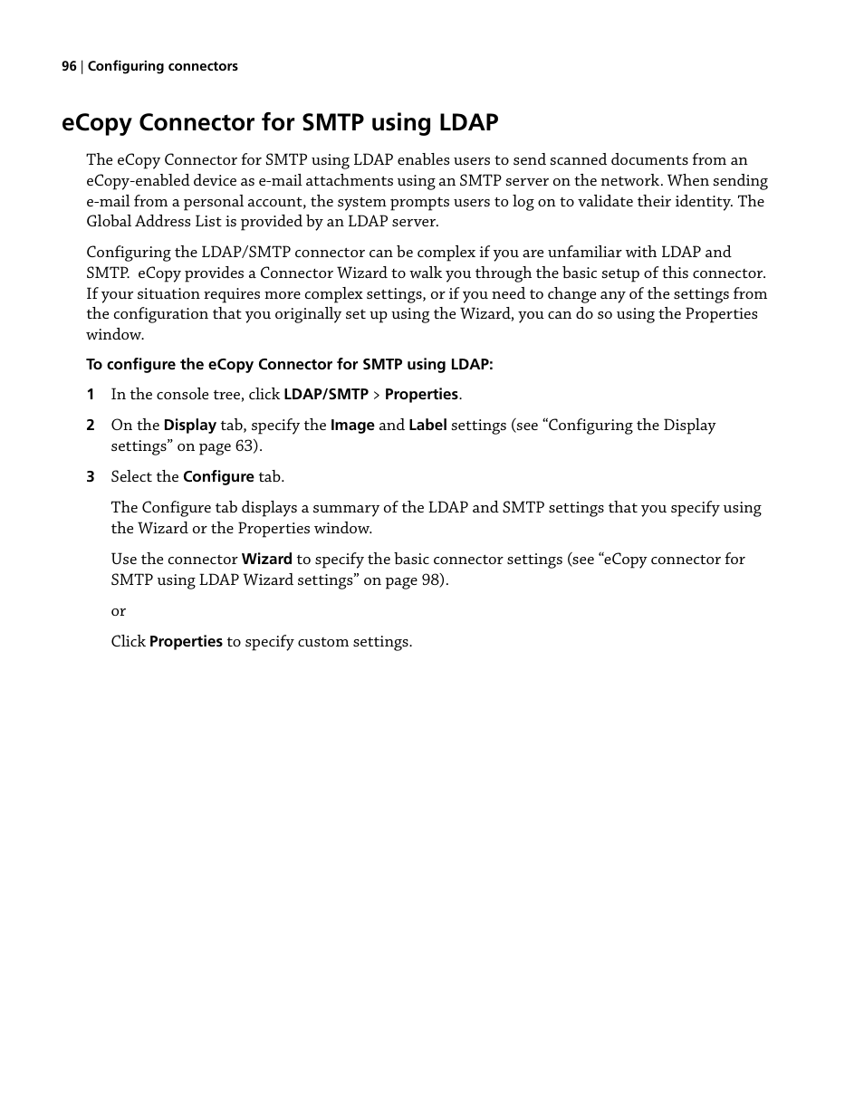 Ecopy connector for smtp using ldap | Konica Minolta eCopy User Manual | Page 104 / 224