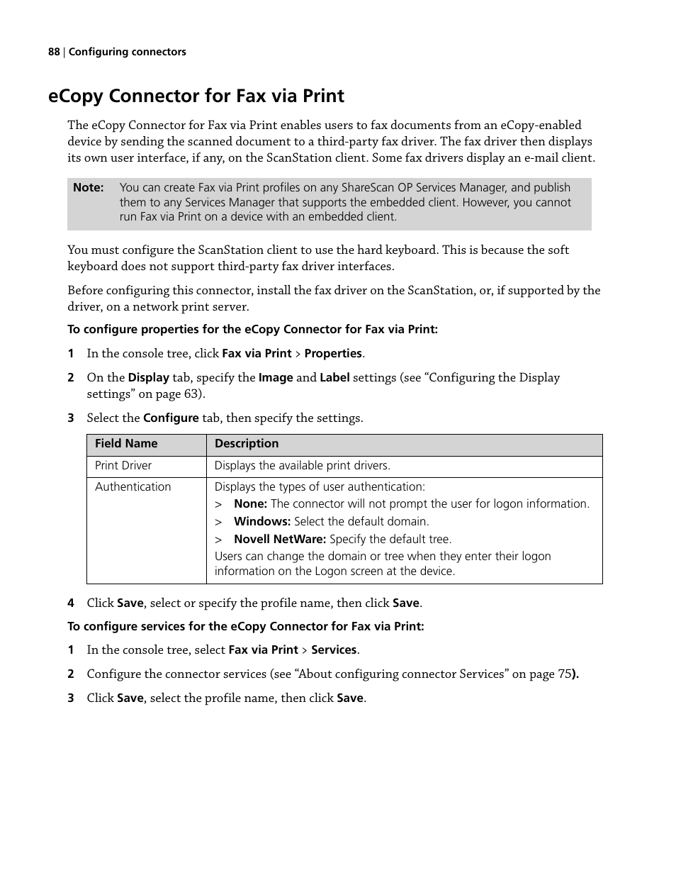 Ecopy connector for fax via print | Konica Minolta eCopy User Manual | Page 96 / 224